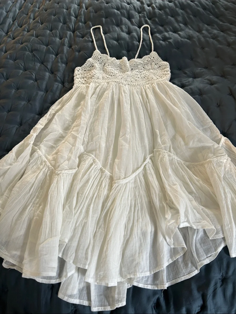 Free People Bohemian Crochet Bust White/Ivory Sundress